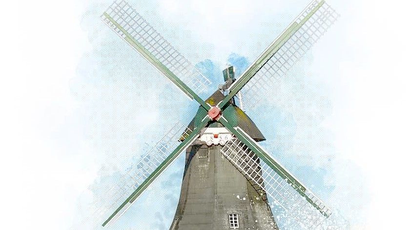Da steht sie wieder: Die Grüne Mühle in Greetsiel. Foto: Ortgies/Gestaltung: Schüür
