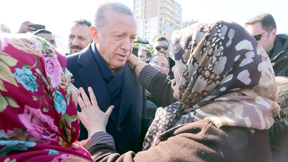 Der türkische Präsident Recep Tayyip Erdogan war am Wochenende zu Gast in Diyarbakir. Foto: -/Turkish Presidency/APA Images via ZUMA Press Wire/DPA