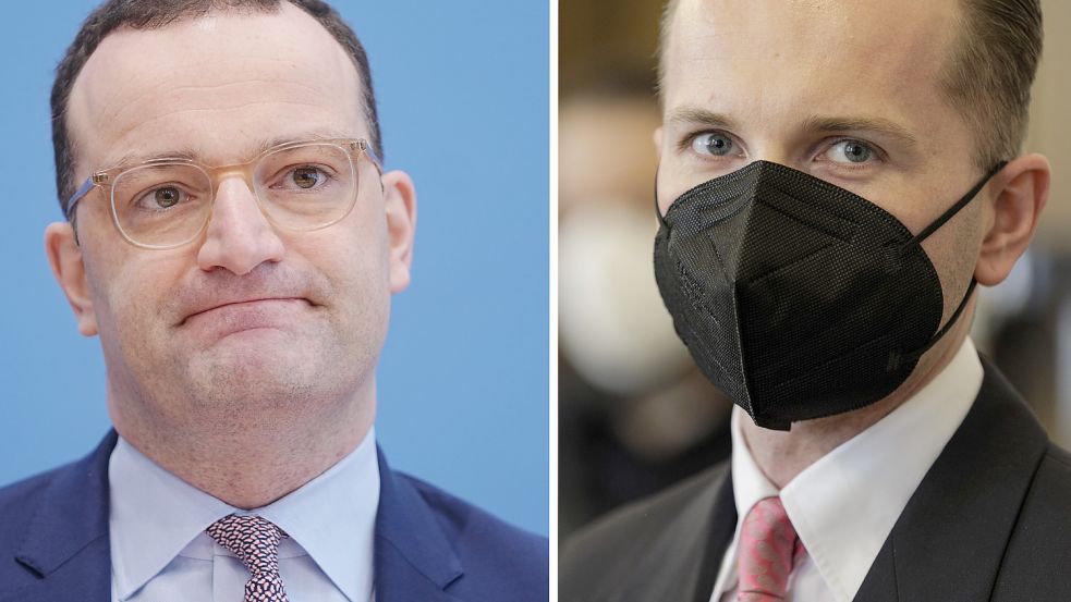 Hochstapler Hendrik Holt (rechts) soll versucht haben, die Bundesregierung in Person des damaligen Gesundheitsministers Jens Spahn zu Beginn der Corona-Pandemie um 14 Millionen Euro zu betrügen. Foto: Dpa/Ebener