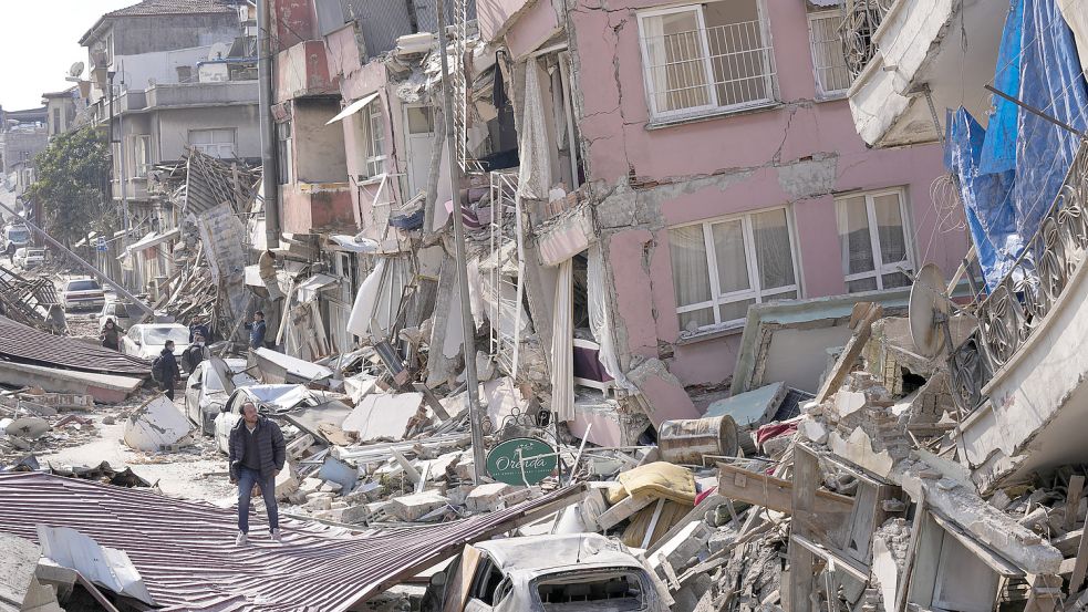 Ein Bild der Zerstörung: Die Provinz Hatay in der Türkei ist schwer von dem Erdbeben getroffen worden. Foto: Malla/ap