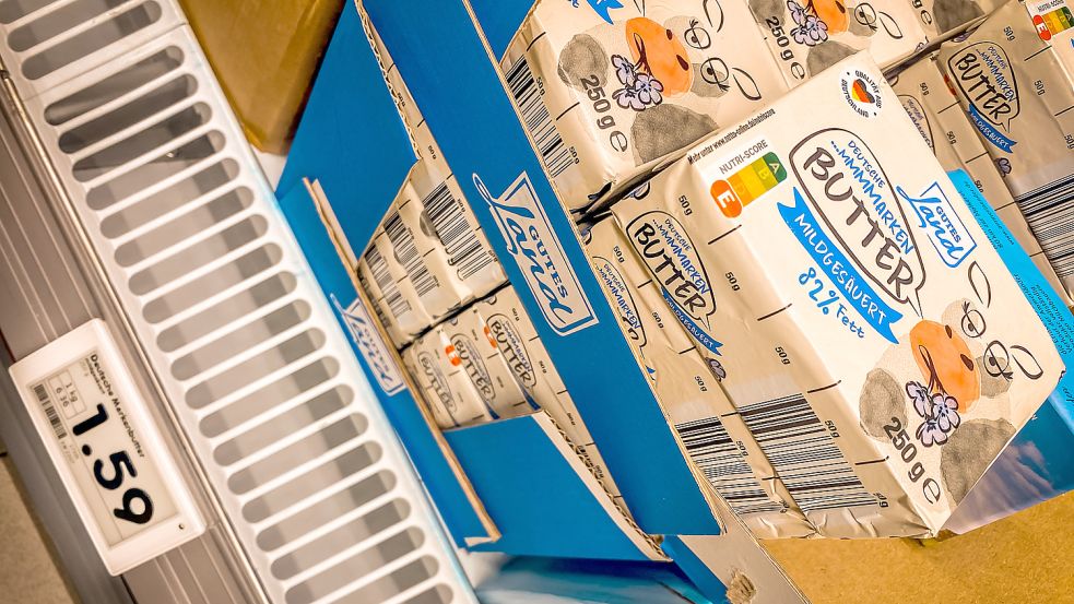 Aktuell ist der Handelspreis fürs halbe Pfund Butter in der Preiseinstiegsklasse von Discountern wie „Aldi“ oder (im Bild) „Netto“ wieder auf 1,59 Euro gefallen. Foto: privat