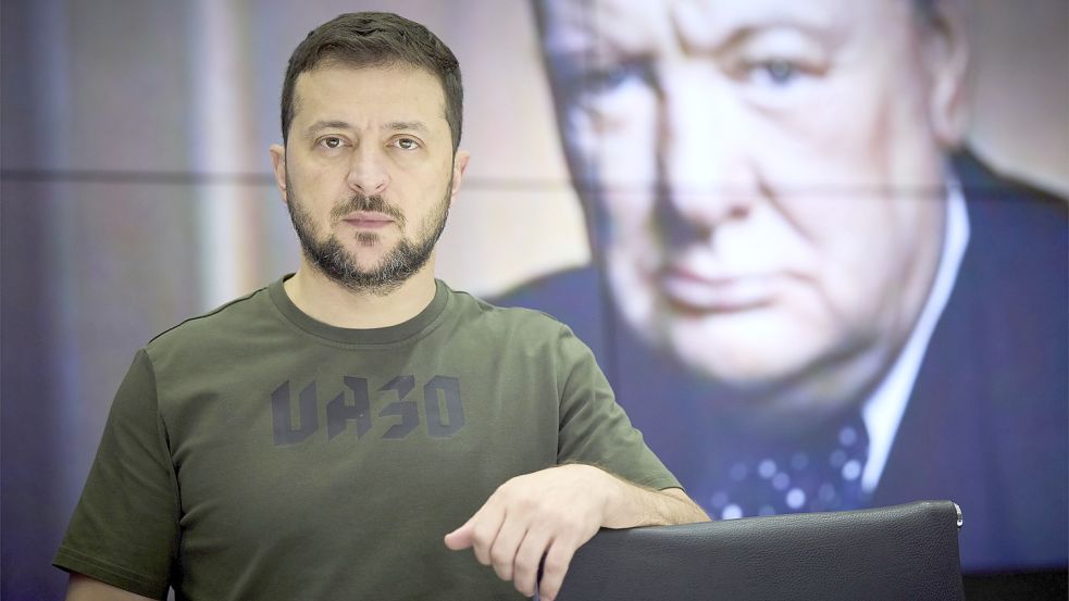 Wolodymyr Selenskyj während einer Zeremonie zur Verleihung des Winston Churchill Leadership Award der Internationalen Churchill-Gesellschaft. Foto: Planet Pix via ZUMA Press Wire