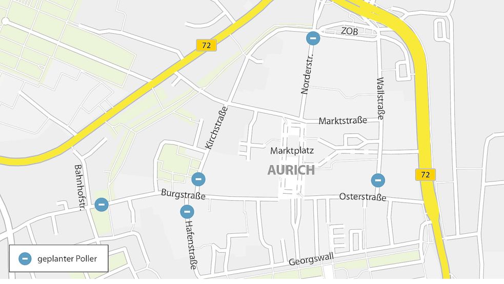 Die Poller sind an fünf Standorten geplant. Grafik: Fischer