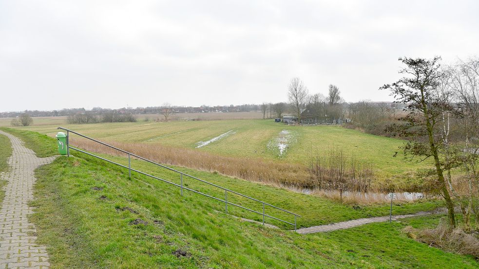 Teilweise auf der grünen Wiese soll ein 90-Zimmer-Hotel in Greetsiel entstehen. Das aber wird kritisch gesehen. Foto: Wagenaar