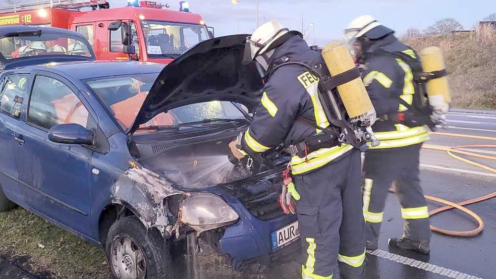 Die Feuerwehr löschte den Brand. Foto: Wolters