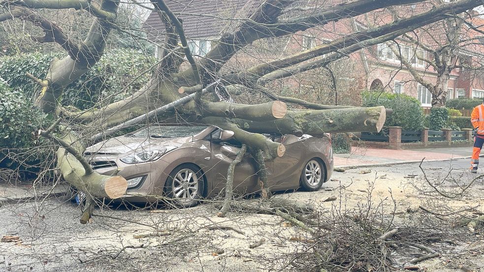 Laut Einsatzleiter Reno Oostinga entstand an dem Fahrzeug ein Totalschaden. Fotos: Weiden