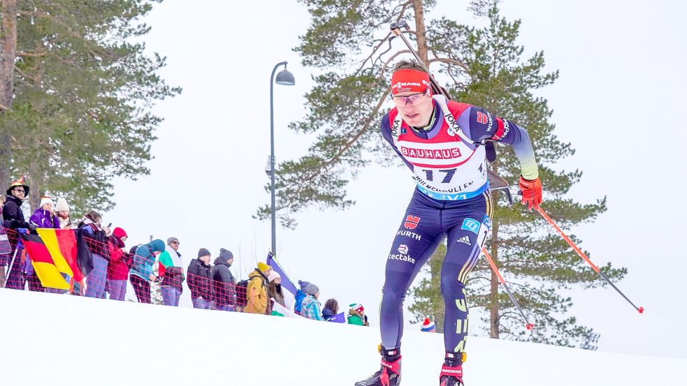 Biathlet Benedikt Doll lief auf den vierten Platz. Foto: Terje Bendiksby/NTB/dpa