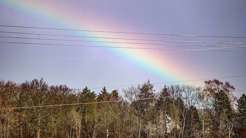In Braunschweig zeigt sich ein Regenbogen am Himmel. Foto: Swen Pförtner/dpa