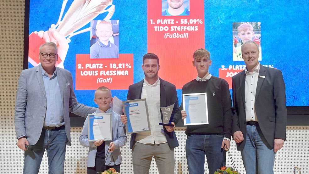 Joris Mülder (Zweiter von rechts) belegte bei der Wahl zu Ostfrieslands Sportler des Jahres den dritten Platz. Foto: Ortgies