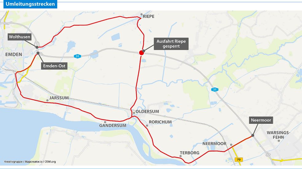 Der Verkehr wird weiträumig umgeleitet. Grafik: Reil