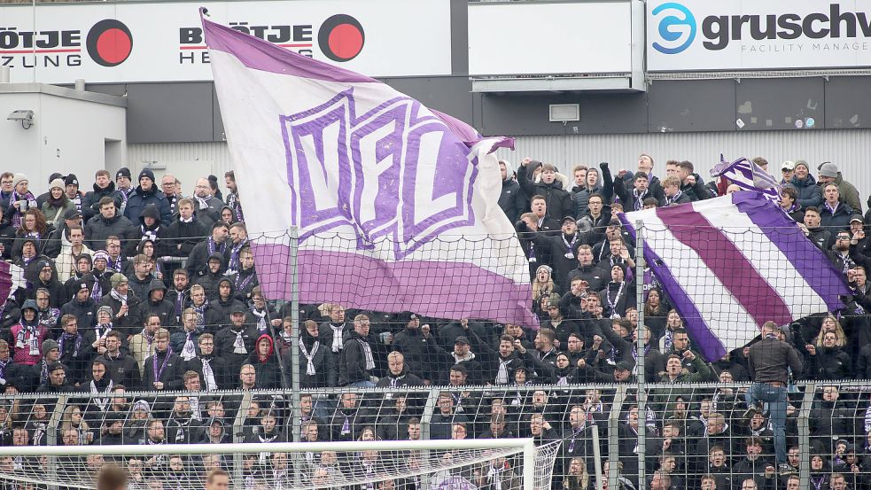 Ausverkaufte Gästekurve: 1500 Fans begleiteten den VfL nach München. Foto: www.imago-images.de