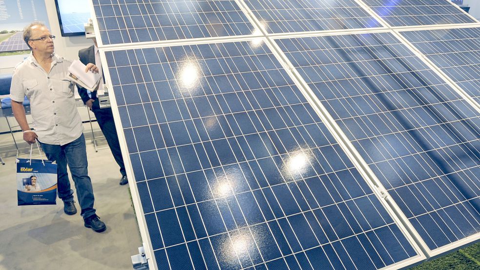 Nicht im Maße wie auf der Branchenmesse Intersolar in München (Bild), aber auch auf der Wirtschaftsschau in Wiesmoor wird Photovoltaik eine Rolle spielen. Foto:Archiv/Gebert/dpa