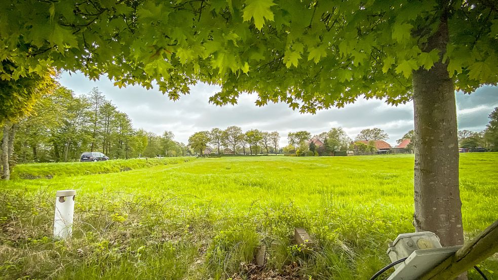 Auf dieser Fläche, die zwischen der Tischlerei Hausmann und dem Seitenweg direkt an der Bundesstraße 436 in Voßbarg liegt, soll die neue Rettungswache entstehen. Foto: Cordsen