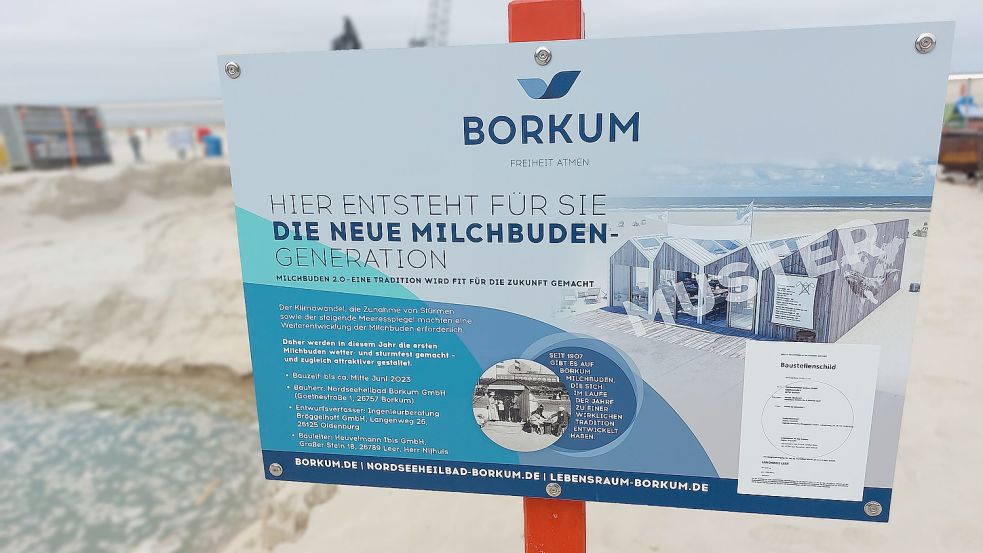 Die NBG weist auf einem Schild auf die Notwendigkeit der Weiterentwicklung der Milchbuden hin. Foto: Ferber
