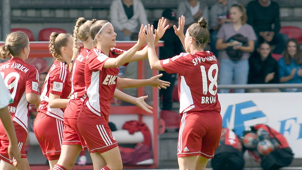 Auf Jubelszenen hoffen die Auricherinnen in den Duellen mit Eintracht Frankfurt. Foto: Doden