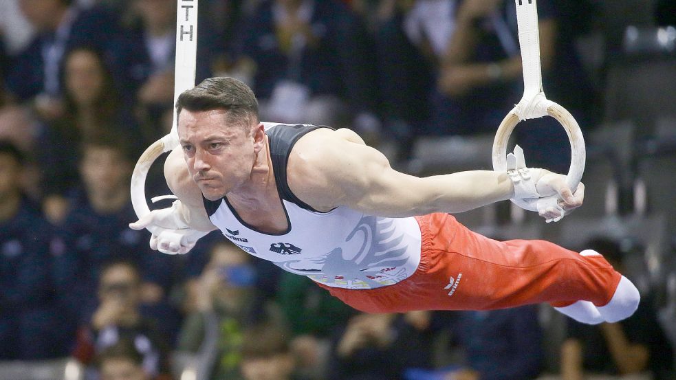 Immer fokussiert: Nationalturner Andreas Toba, hier bei einer Übung an den Ringen. Trotz zahlreicher Rückschläge und Verletzungen gibt er den Sport nicht auf. Foto: imago/Pressefoto Baumann