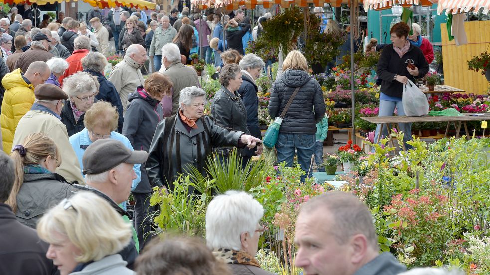 Der Geranienmarkt lockt stets Menschenmassen in die Innenstadt. Foto: Archiv/Ortgies