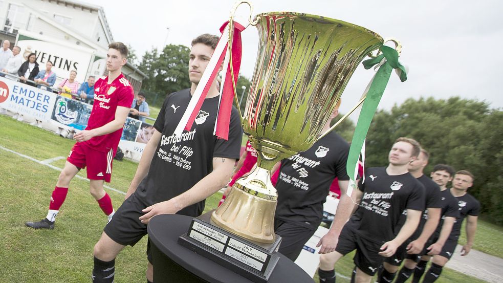 Auch der SV Holtland (vorne) und der TuS Pewsum (hinten) sind dieses Jahr beim Ostfriesland-Cup wieder dabei. Diesmal treffen sie im Achtelfinale nicht aufeinander. Archivfoto: Doden/Emden