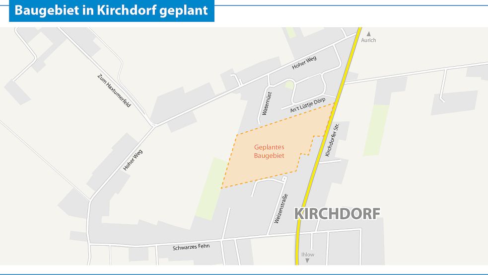 Das Baugebiet liegt in der Nähe der Kirchdorfer Straße. Grafik: Kirsten Schüür