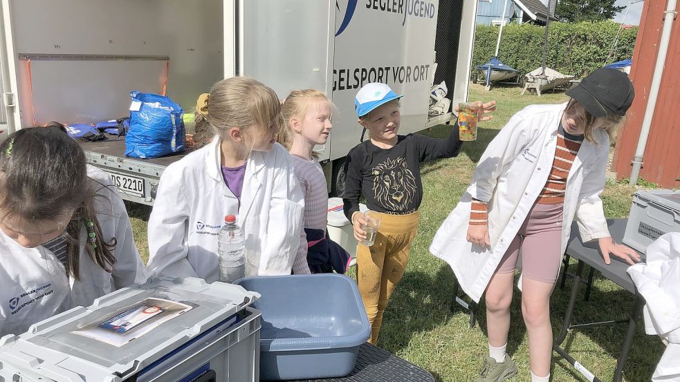 Das Experiment mit den Wasserperlen findet Annie am besten. Foto: Oltmanns