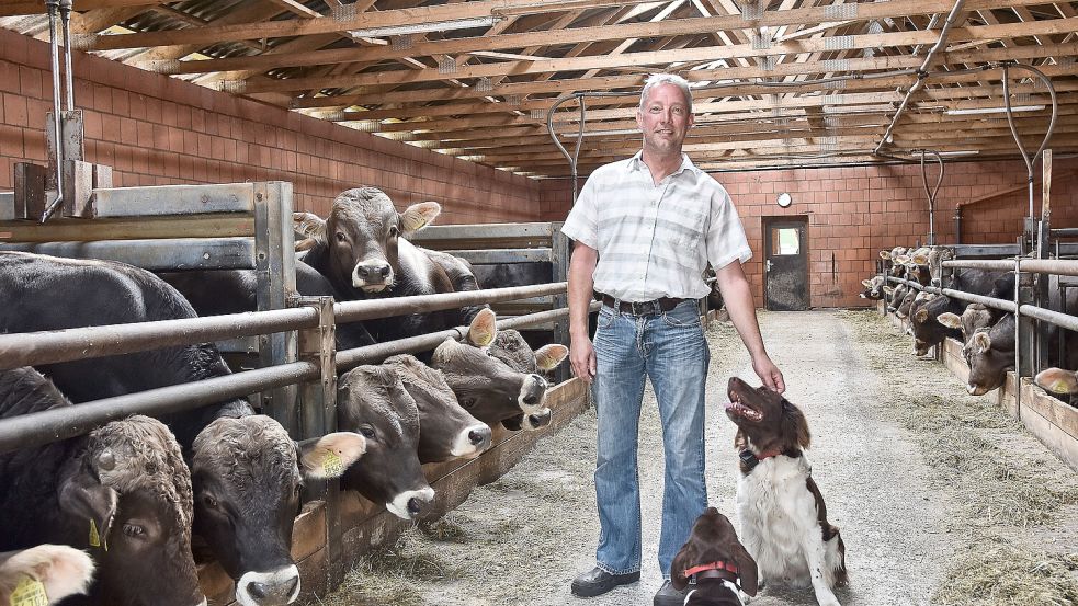 Hans-Gerd Witte ist Landwirt aus Leidenschaft. Zurzeit hat er 170 Bullen auf seinem Hof im Ganderkeseer Ortsteil Havekost. Foto: Sebastian Hanke