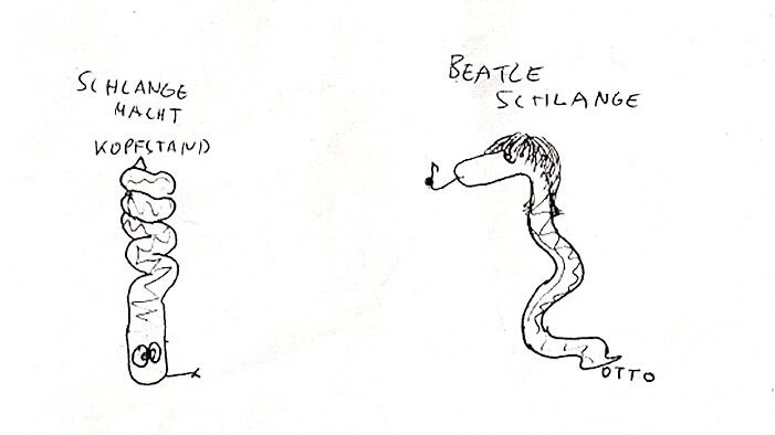 Diese Cartoons fertigte Otto Waalkes als Jugendlicher für die Schülerzeitung an. Er besuchte das damalige Gymnasium für Jungen in Emden (heute JAG). Grafik: JAG/Archiv