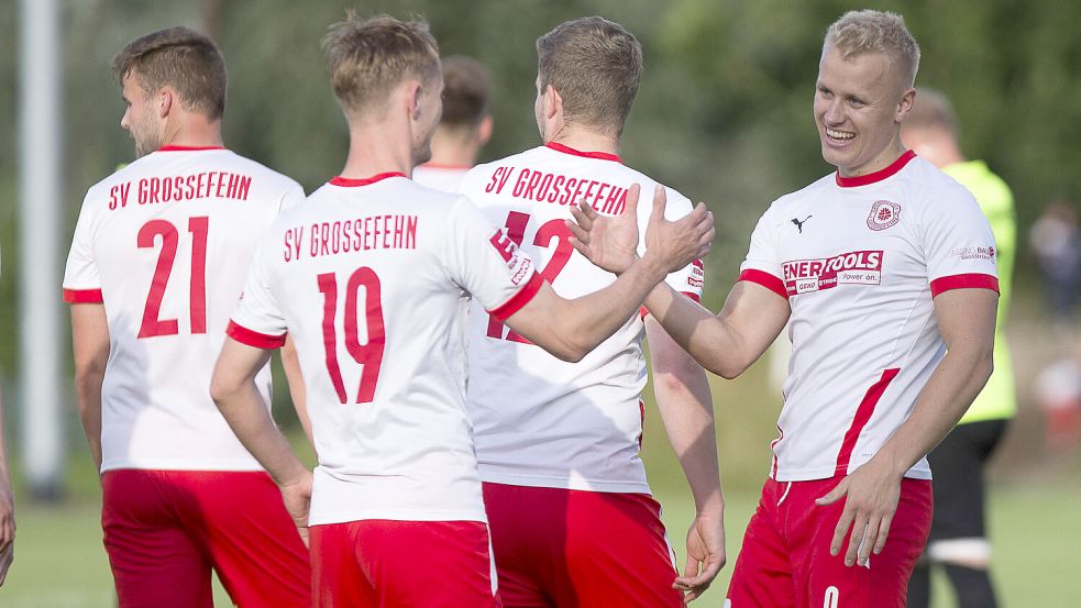 Kann der der SV Großefehn am Saisonende über den Meistertitel jubeln? Die Mitkonkurrenten haben den Vizemeister der vergangenen Saison jedenfalls als Top-Favoriten ausgemacht. Foto: Doden, Emden