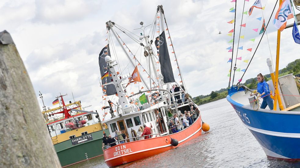 Die meisten der 25 Krabbenkutter in Greetsiel nehmen an dem Korso teil. Fotos: Wagenaar