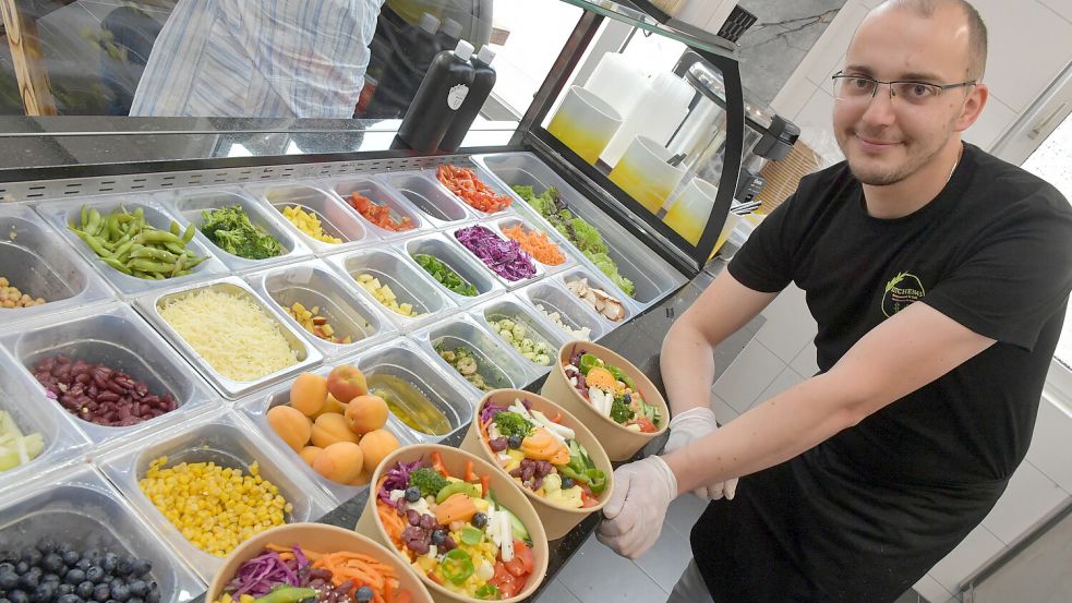Zu den Käse-Bowls serviert Majd Abo Alhijan Reis. Fotos: Ortgies