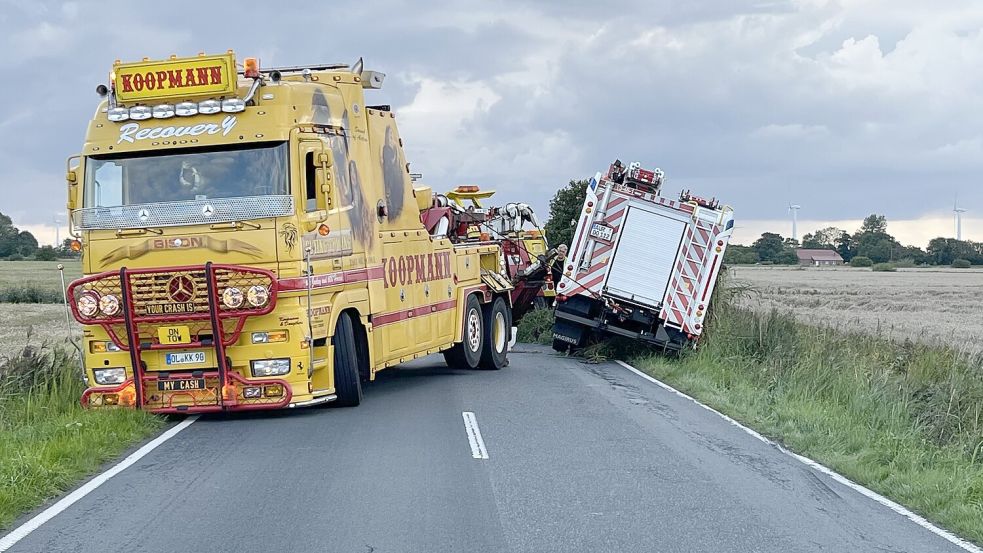 Am Abend konnte das Löschfahrzeug geborgen werden. Foto: Feuerwehr