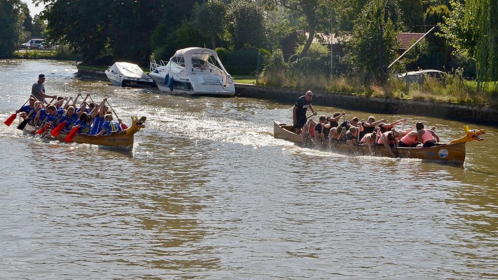 In Weener wird wieder ein Drachenbootrennen im Alten Hafen ausgetragen. Foto: F. Ammermann/Archiv