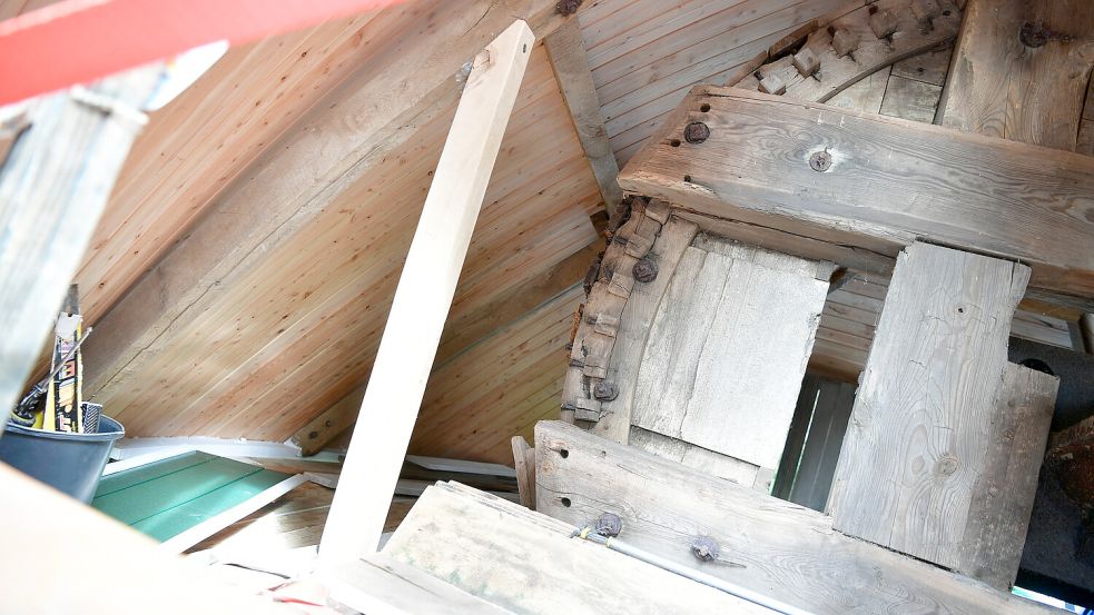 So sieht es im Inneren der Mühlenkappe aus. Foto: Wagenaar