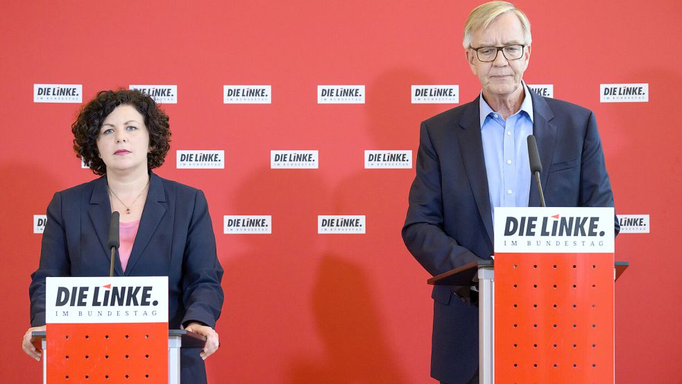 Schmeißen hin: Die Chefs der Bundestagsfraktion Die Linke, Amira Mohamed Ali und Dietmar Bartsch. Foto: dpa/Bernd von Jutrczenka