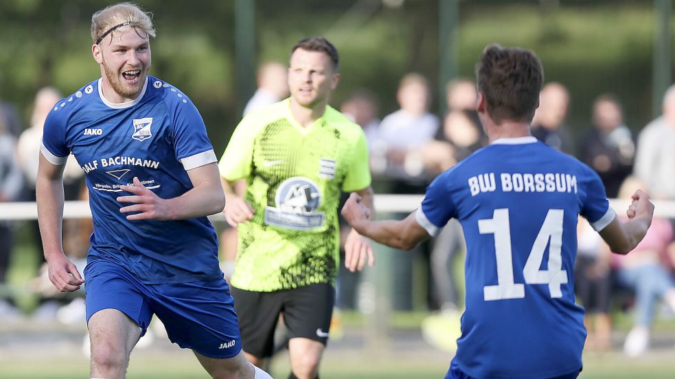 Rico Rieger (links) traf für Borssum doppelt. Foto: Doden/Emden