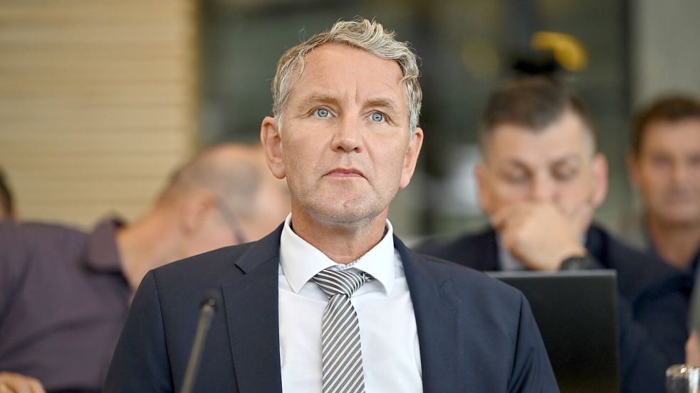 AfD-Fraktionschef Björn Höcke in Thüringen frohlockt, der Aufschrei in der Bundespolitik ist laut. Am Ende hilft die Empörung wieder nur der AfD. Foto: Martin Schutt