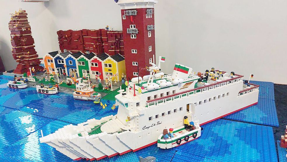 Die Insel Helgoland aus Legosteinen, wird unter anderem Teil der Ausstellung sein. Foto: Bricks am Meer e.V.