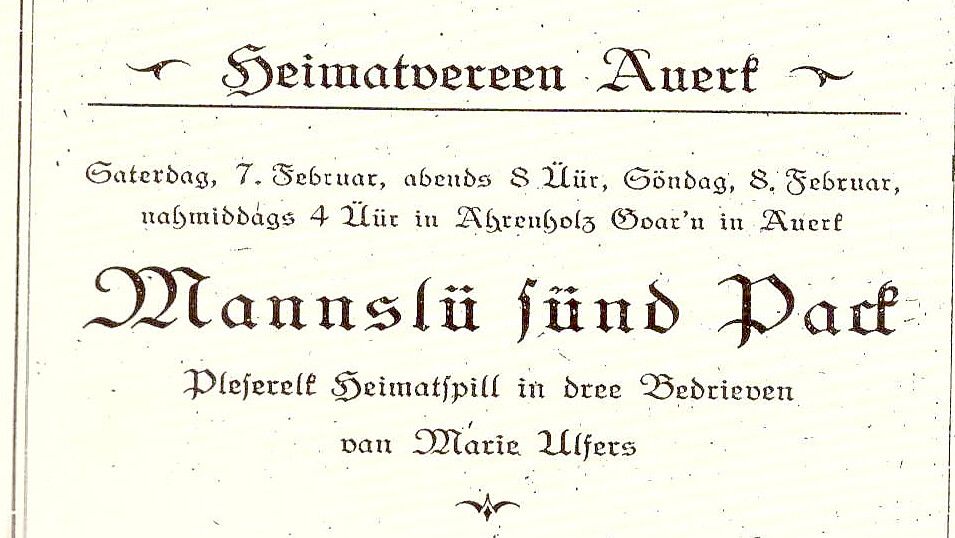 Mit „Mannslü sünd Pack“ startete die Bühne nach dem Krieg wieder durch. Foto: Archiv NDT Aurich