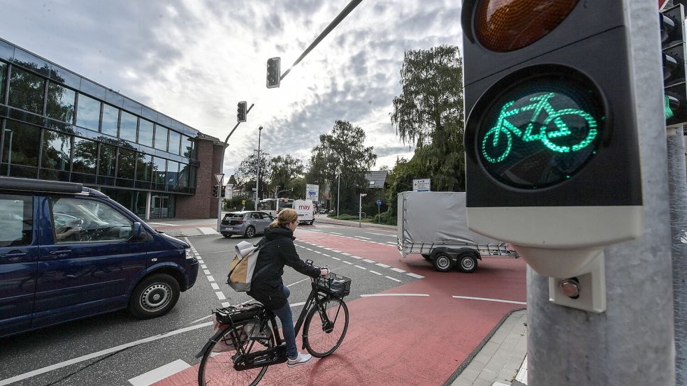 Das Projekt Facit in der Leeraner Innenstadt ist fast abgeschlossen. Nikola Nording testet die Strecke. Foto: Ortgies
