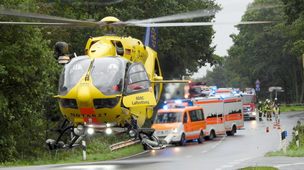 Ein Rettungshubschrauber ist im Einsatz. Foto: F. Doden