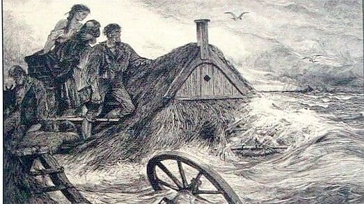 Viele Familien mussten sich auf die Dächer ihrer Häuser retten. Foto: Screenshot/Ostfriesische Landschaft