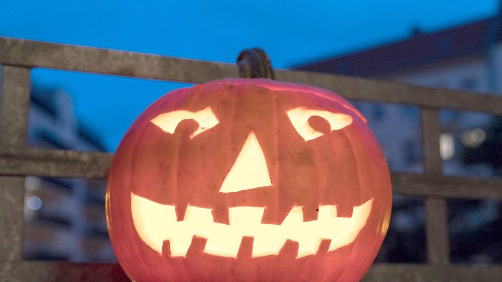 Beleuchtete Fratze: Geschnitzte Kürbisse sind bei Kindern an Halloween besonders beliebt. Foto: Florian Schuh/dpa-tmn