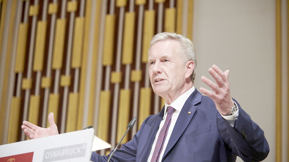 Der ehemalige Bundespräsident Christian Wulff warb eindrücklich für die Rolle der Religionen in der Gesellschaft. Foto: Osnabrücker Friedensgespräche/Uwe Lewandowski