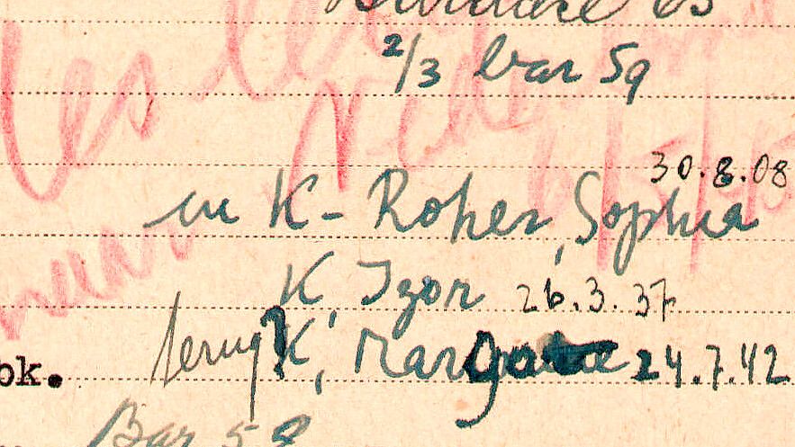 Auf der Lagerkarte von Heinz Hermann Kornblum sieht es ganz danach aus als hätte zuerst der Name Maurice auf der Karte gestanden. Foto: Arolsen Archives