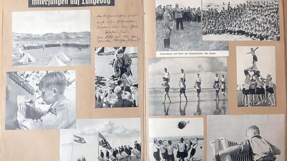 Die vermeintliche Ferienidylle täuscht. In Wirklichkeit war der Tag stramm durchgeplant und militärischer Drill angesagt. Collage: Sammlung Hermann Eggen/Ostfriesische Landschaft
