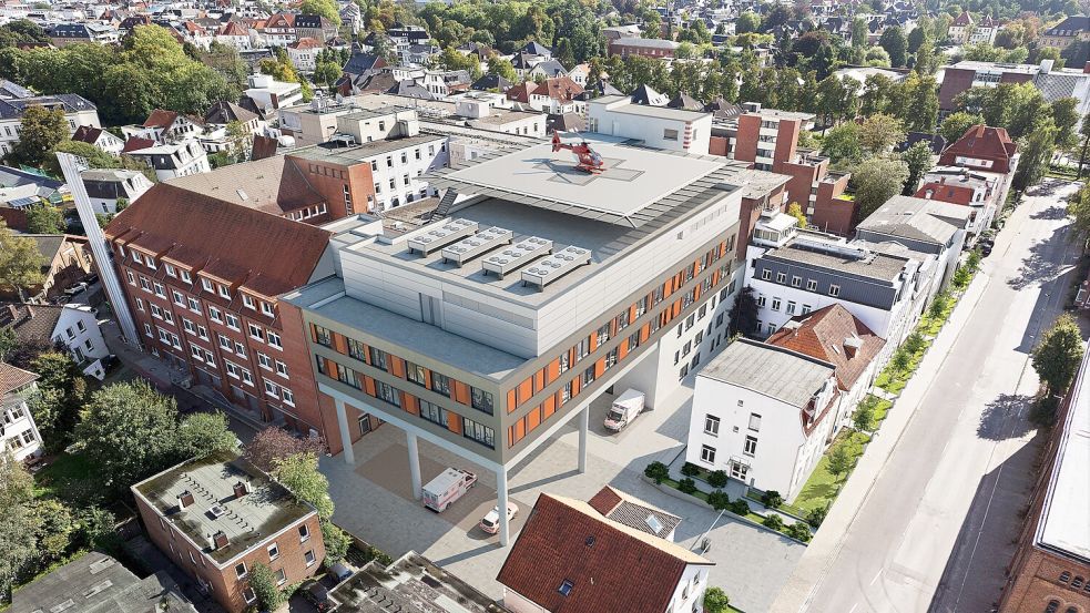 Das Evangelische Krankenhaus Oldenburg aus der Vogelperspektive. Die Staatsanwaltschaft Oldenburg hat die Ermittlungen gegen einen Mediziner eingestellt. Foto: Evangelisches Krankenhaus Oldenburg
