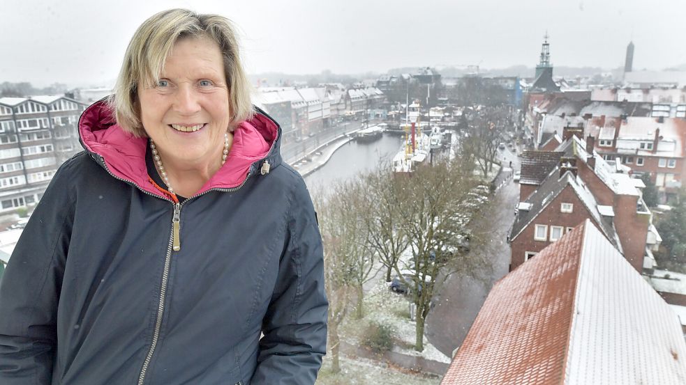 Über den Dächern von Emden: Friederike Junkhoff lebt in einem Penthouse auf Schreyers Hoek. Foto: Ortgies