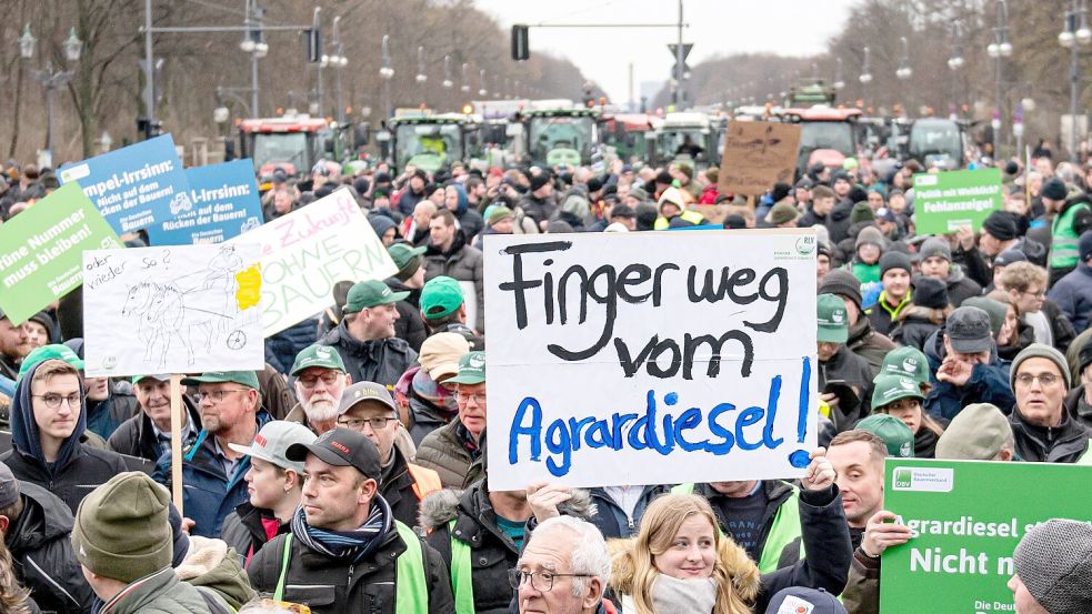Die Polizei sprach von 6600 Teilnehmern bei der Demonstration und 1700 Traktoren. Foto: Sommer/DPA