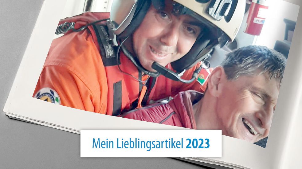 Überglücklich: Jochen Sollermann mit seinem Retter. Fotos: Regional Emergency Operations Command