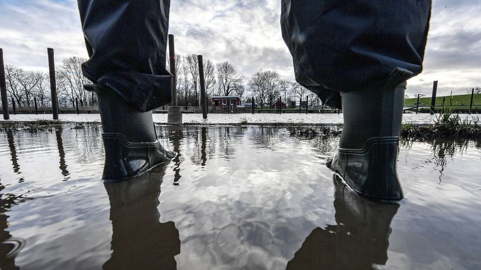 Am Jemgumer Hafen reichen Gummistiefel. Foto: Ortgies