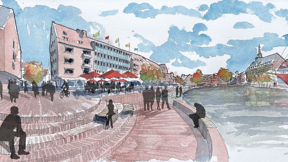 Auf dem Papier ist die neue Flaniermeile am Delft schon fertig. Diese unverbindliche Ansicht des Planungs- und Architekturbüros Nexxia entstand schon vor einigen Jahren.